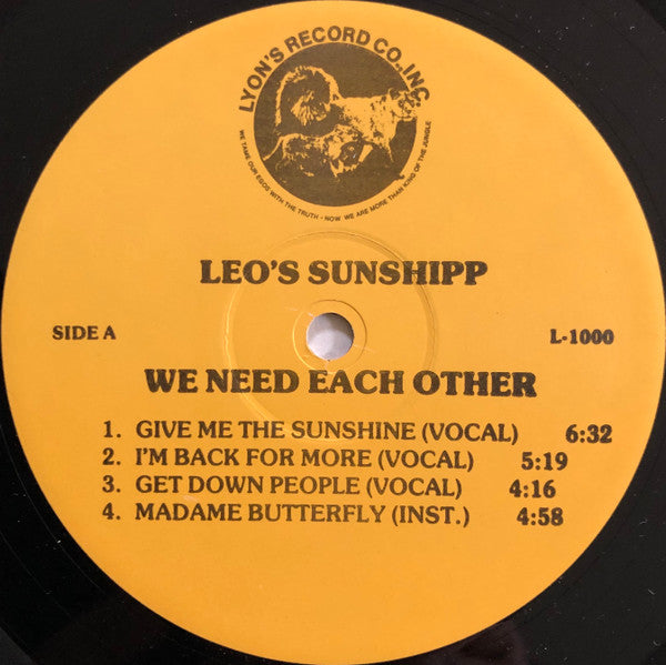 Leo's Sunshipp : We Need Each Other (LP, Album)