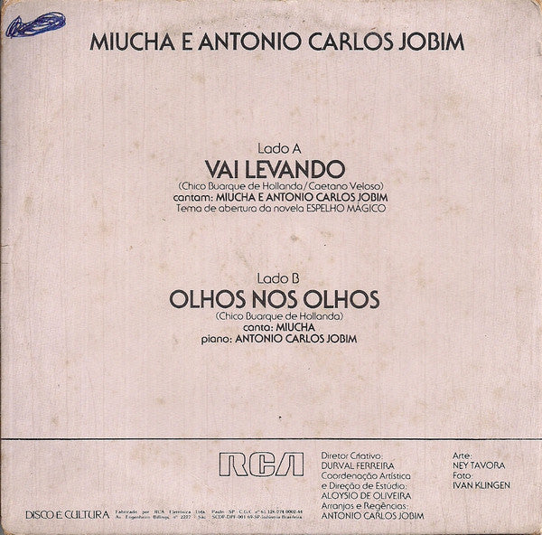 Miucha E  Antonio Carlos Jobim : Vai Levando / Olhos Nos Olhos (7")
