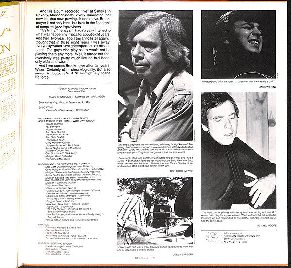 Bob Brookmeyer : The Bob Brookmeyer Small Band (2xLP, Album, Gat)