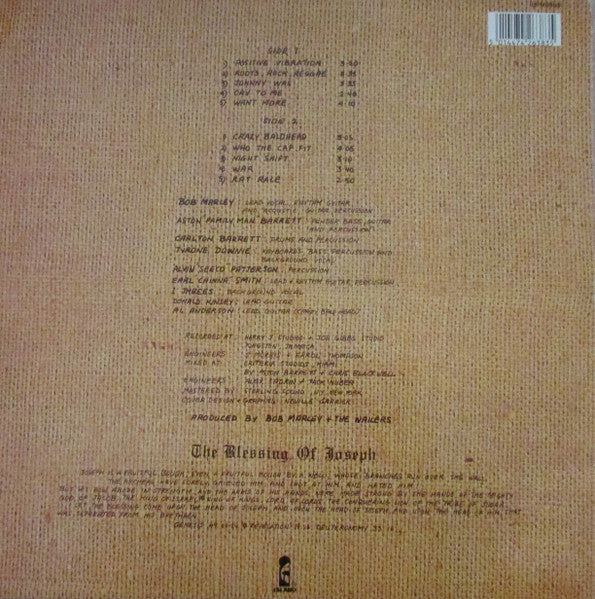 Bob Marley & The Wailers : Rastaman Vibration (LP, Album, RE)