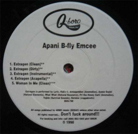 Apani B-Fly Emcee* : Estragen / Soul Control (12", Maxi)