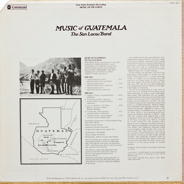 The San Lucas Band : Music Of Guatemala (LP, Album, Promo)
