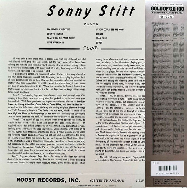 Sonny Stitt : Sonny Stitt Plays Arrangements From The Pen Of Quincy Jones (LP, Album, Mono, Ltd, RE)