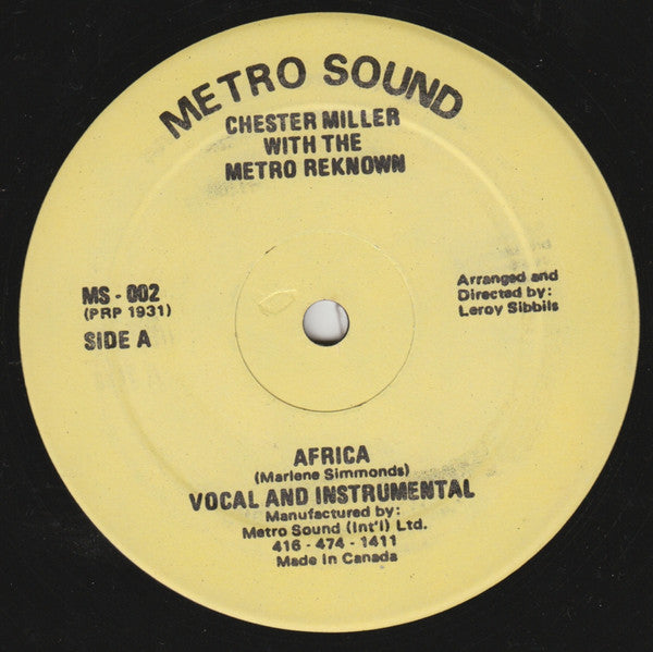 Chester Miller With The Metro Reknown : Africa (12")