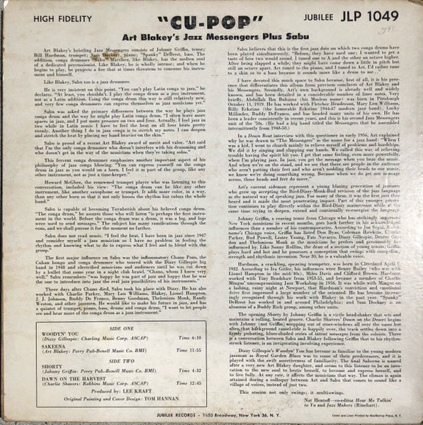 Art Blakey & The Jazz Messengers With Sabu Martinez : Cu-Bop (LP, Album, Mono, Blu)