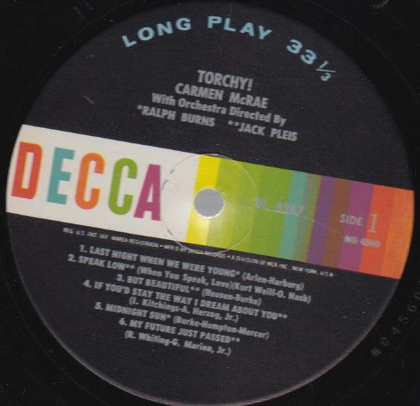 Carmen McRae : Torchy! (LP, Mono, RE)