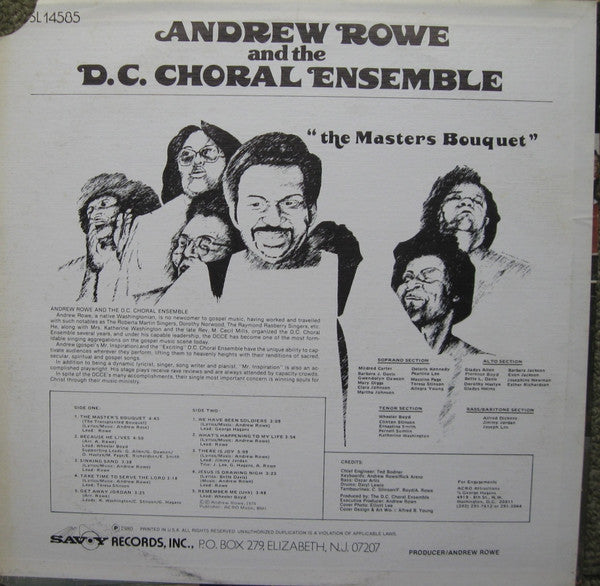 Andrew Rowe (2) And The D.C. Choral Ensemble : The Master's Bouquet (LP, RE)