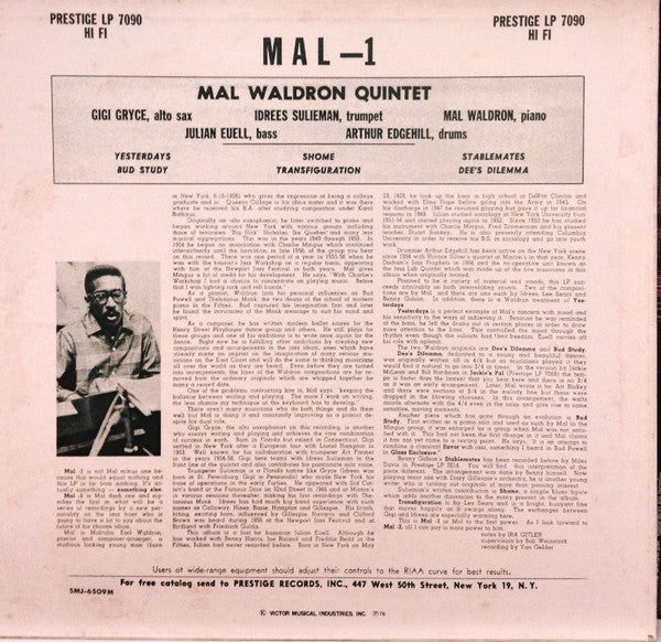 Mal Waldron Quintet : Mal-1 (LP, Album, Mono, RE)