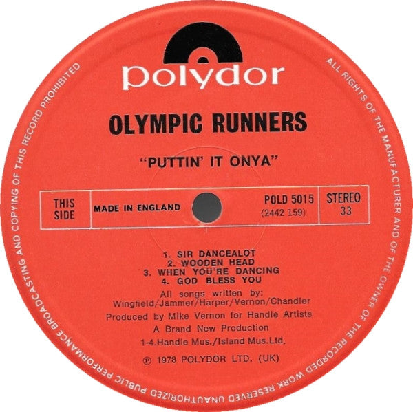 Olympic Runners : Puttin' It On Ya (LP, Album, Gat)