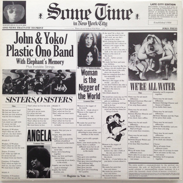 John & Yoko* / Plastic Ono Band* With Elephant's Memory* And Invisible Strings : Some Time In New York City (2xLP, Album)