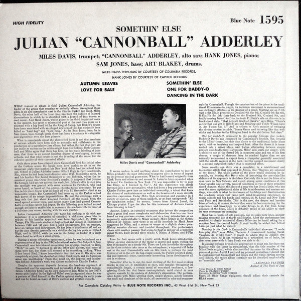 Cannonball Adderley : Somethin' Else (LP, Album, Mono, RP)