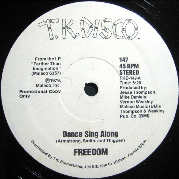 Freedom (2) : Dance Sing Along (12", Promo)