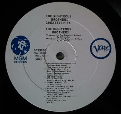 The Righteous Brothers : The Righteous Brothers Greatest Hits (LP, Comp)