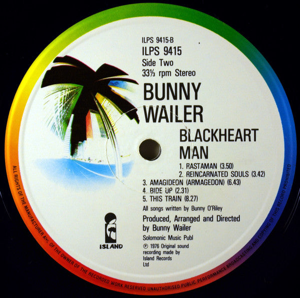 Bunny Wailer : Blackheart Man (LP, Album, RE, Gat)