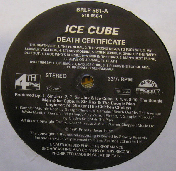 Ice Cube : Death Certificate (LP, Album)