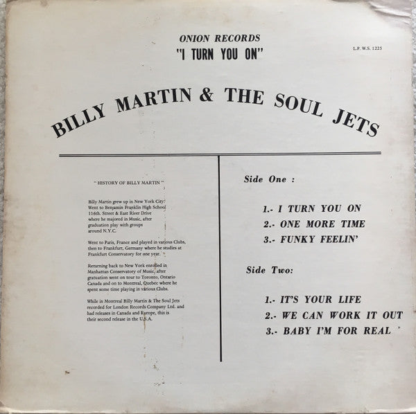 Billy Martin & The Soul Jets : I Turn You On (LP, Album)
