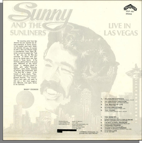 Sunny And The Sunliners* : Live In Las Vegas (LP, Album, RE)