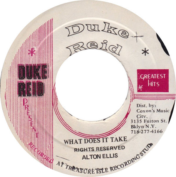 Alton Ellis / Tommy McCook & The Supersonics : What Does It Take / Meringue (7", Single, RE)