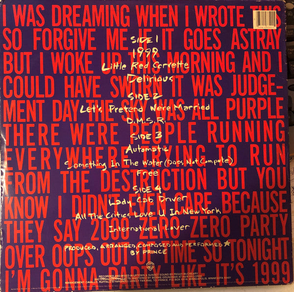 Prince : 1999 (2xLP, Album, Win)