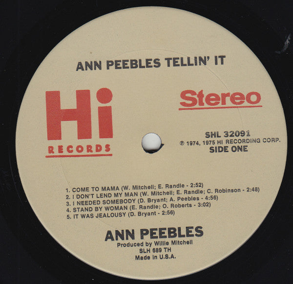 Ann Peebles : Tellin' It (LP, Album, Ter)