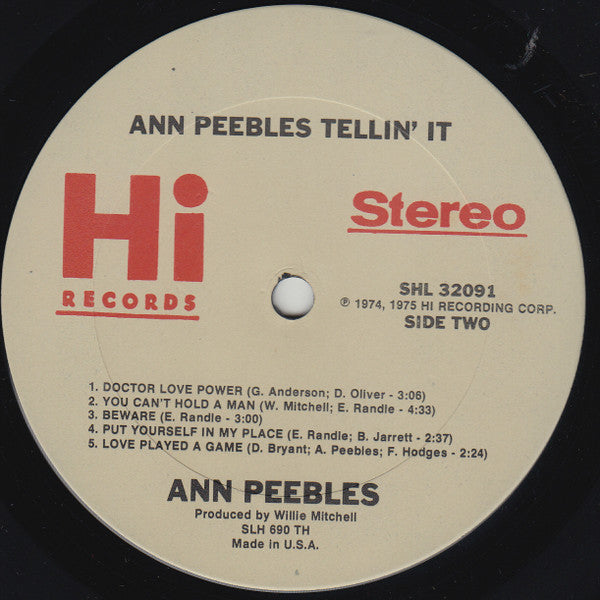 Ann Peebles : Tellin' It (LP, Album, Ter)