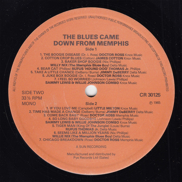 Various : The Blues Came Down From Memphis (LP, Comp, Mono, RE)