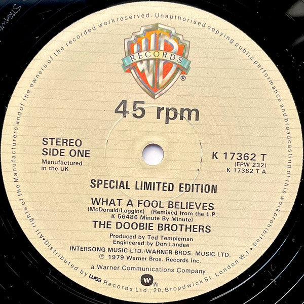 The Doobie Brothers : What A Fool Believes (12", Ltd)