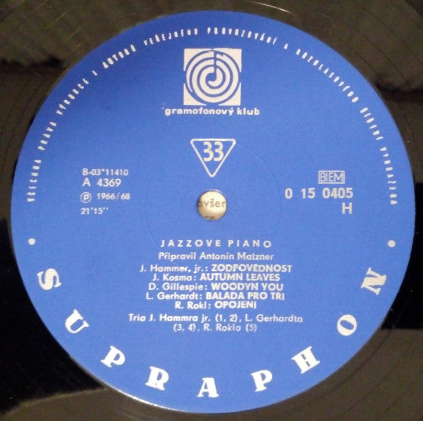 Various : Jazzové Piano (LP, Album, Mono, Club)