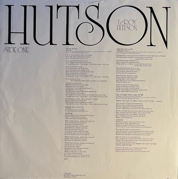 LeRoy Hutson : Closer To The Source (LP, Album, JW )