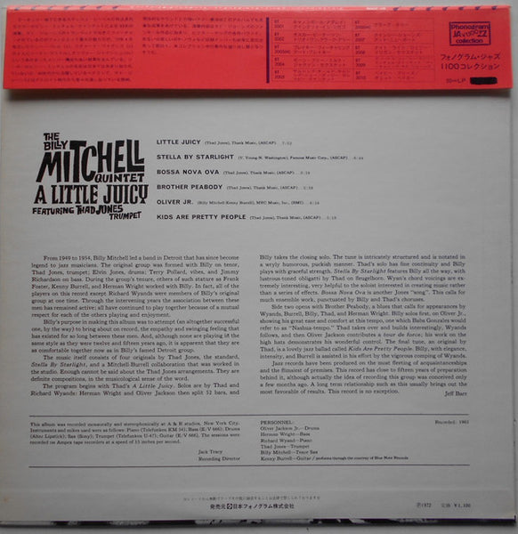 The Billy Mitchell Quintet Featuring Thad Jones : A Little Juicy (LP, Album, RE)
