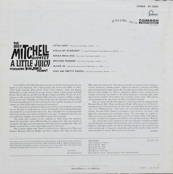 The Billy Mitchell Quintet Featuring Thad Jones : A Little Juicy (LP, Album, RE)