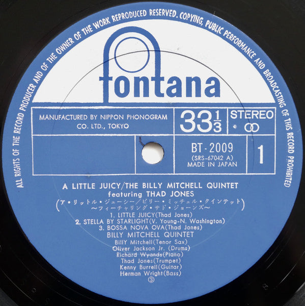 The Billy Mitchell Quintet Featuring Thad Jones : A Little Juicy (LP, Album, RE)