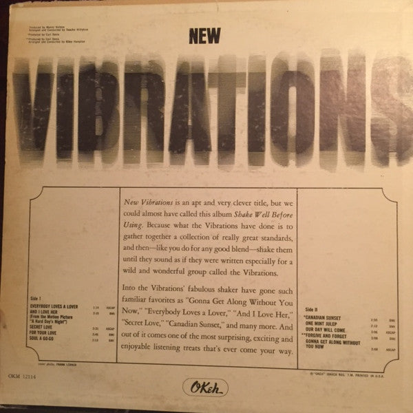 The Vibrations : New Vibrations (LP, Album, Mono, Promo)