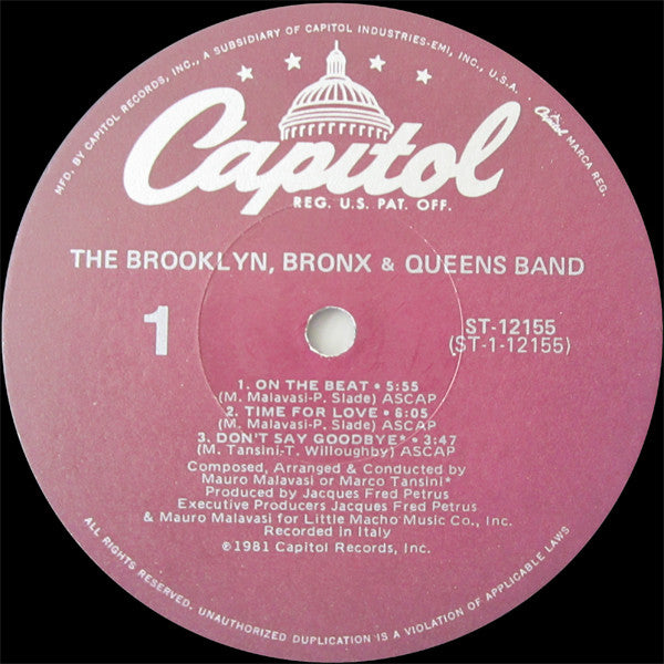 The Brooklyn, Bronx & Queens Band : The Brooklyn, Bronx & Queens Band (LP, Album, Win)