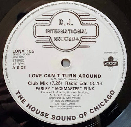 Farley "Jackmaster" Funk & Jesse Saunders : Love Can't Turn Around (12")