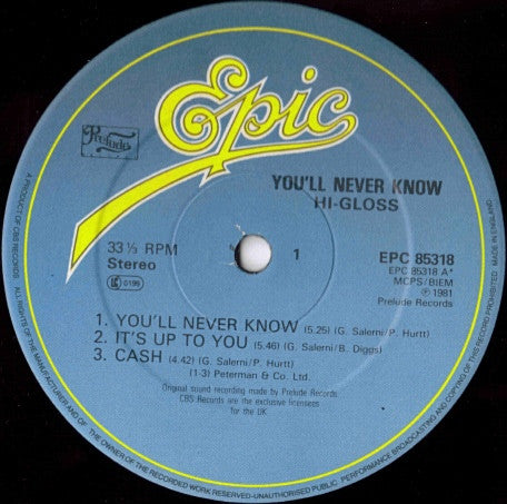 Hi-Gloss : You'll Never Know (LP, Album)