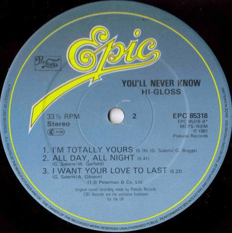 Hi-Gloss : You'll Never Know (LP, Album)