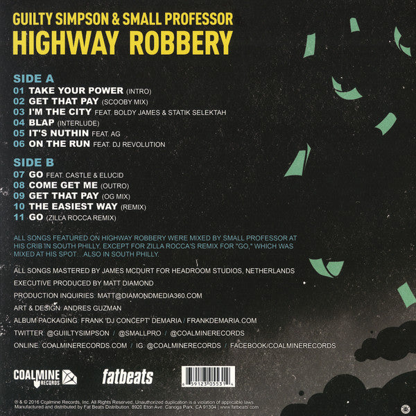 Guilty Simpson & Small Professor : Highway Robbery (LP, Album, Ltd, Tur)
