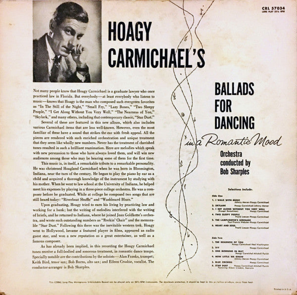 Hoagy Carmichael, Bob Sharples : Ballads For Dancing, In A Romantic Mood (LP)