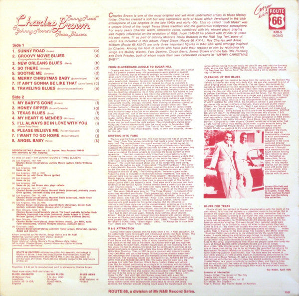 Charles Brown & Johnny Moore's Three Blazers : Sunny Road (LP, Album, Comp, Mono)