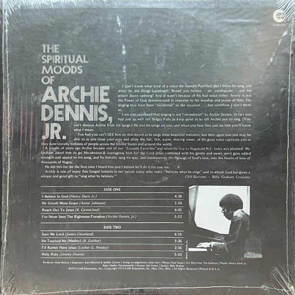 Archie Dennis, Jr.* : The Spiritual Moods Of Archie Dennis, Jr. (LP, Album)