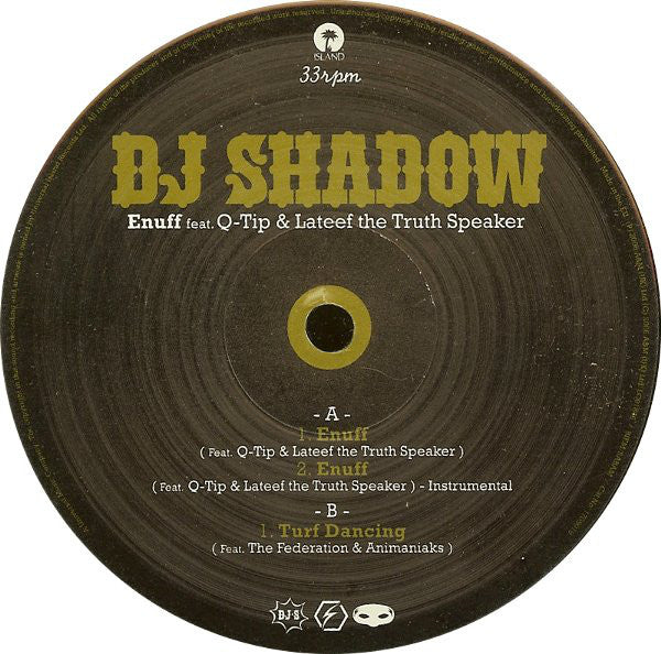DJ Shadow Feat. Q-Tip & Lateef The Truth Speaker : Enuff (12", Single)
