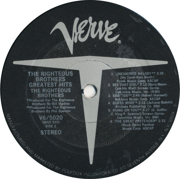 The Righteous Brothers : The Righteous Brothers Greatest Hits (LP, Comp)