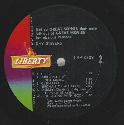 Kaye Stevens : Not So Great Songs That Were Left Out Of Great Movies For Obvious Reasons (LP, Album, Mono)