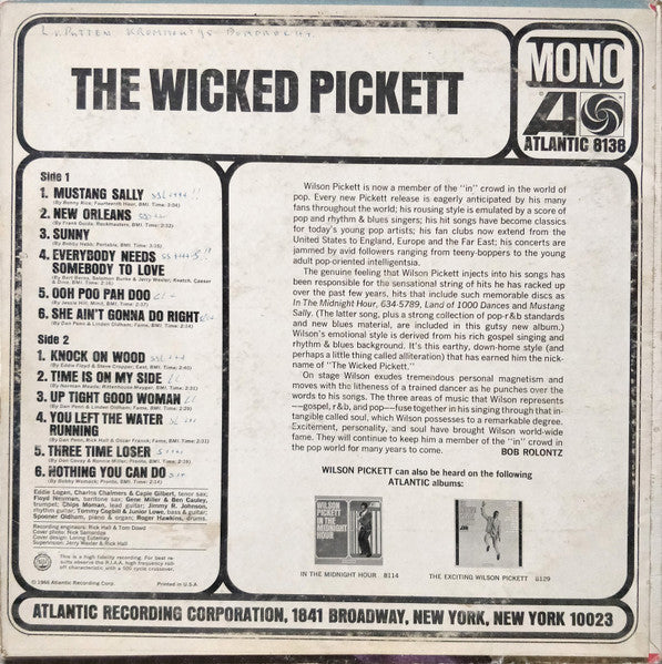 Wilson Pickett : The Wicked Pickett (LP, Album, Mono, Club)