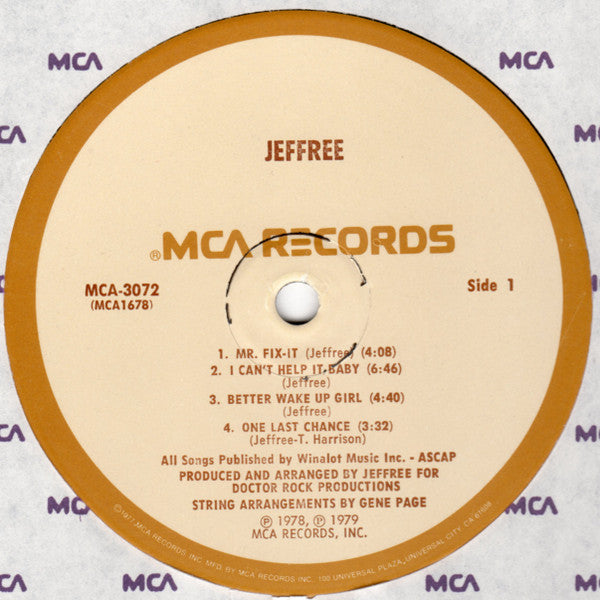 Jeff Perry : Jeffree (LP, Album, Pin)