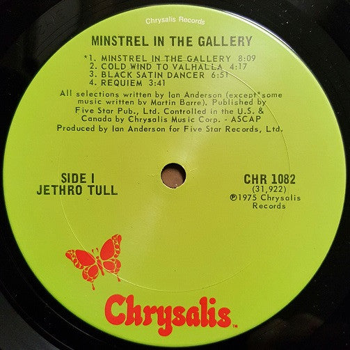 Jethro Tull : Minstrel In The Gallery (LP, Album, San)