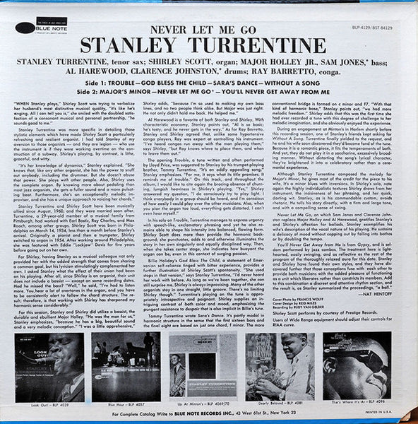 Stanley Turrentine : Never Let Me Go (LP, Album, RE)