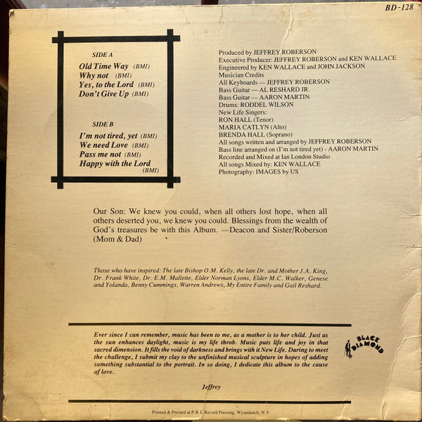 Elder Jeffrey Roberson And The New Life Singers : Old Time Way (LP)