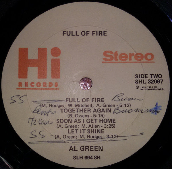 Al Green : Full Of Fire (LP, Album, SH )